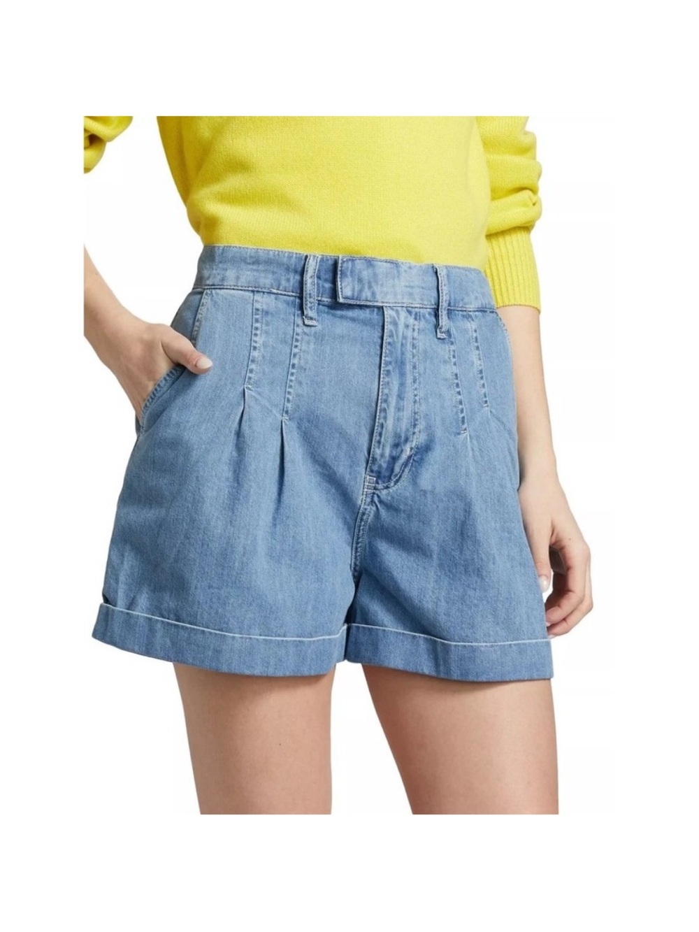 Frame rhythm Blue Denim Pleated Women's Shorts